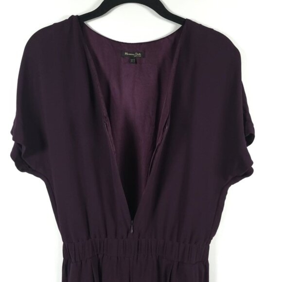 Massimo Dutti Women’s Romper Overall Jumpsuit Purple Plum Pockets Viscose Size 4 - Picture 6 of 13